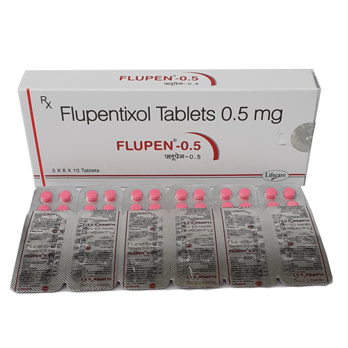 Product Name: Flupen 0.5, Compositions of Flupen 0.5 are Flupentixol Tablets 0.5mg - Lifecare Neuro Products Ltd.