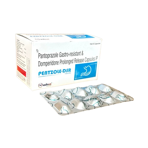 Product Name: Pentzole dsr, Compositions of Pentzole dsr are Pantoprazole Gastro-resistant & Domperidone Prolonged Release Capsules IP - Mednus Healthcare