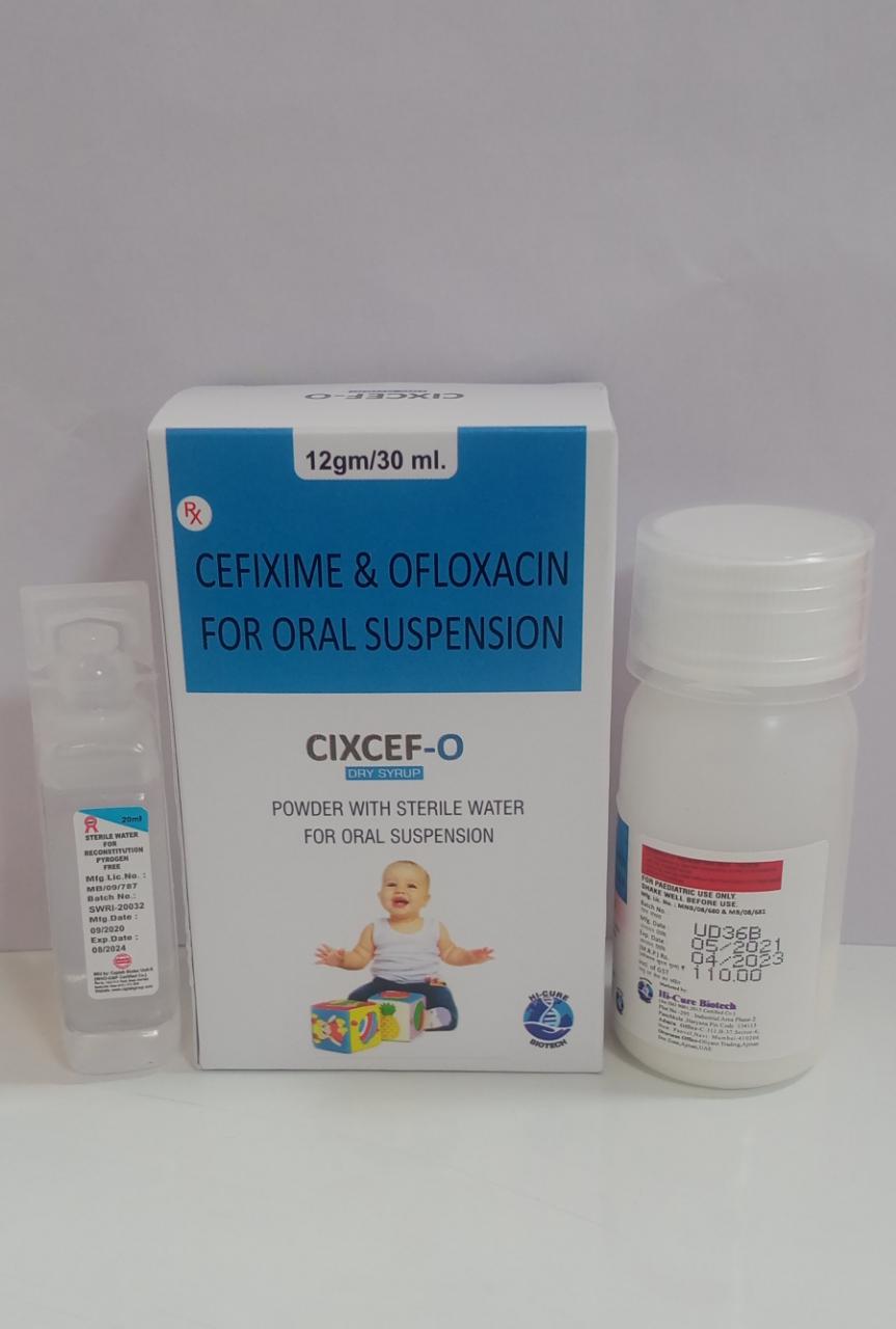 Product Name: CIXCEF O DRY SYP, Compositions of CIXCEF O DRY SYP are CEFIXIME 50 MG + OFLOXACIN 50 MG - Reomax Care