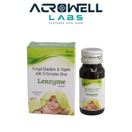 Product Name: Lenzyme, Compositions of Lenzyme are Fungal Diastase & Papain With B-Complex Drop - Acrowell Labs Private Limited