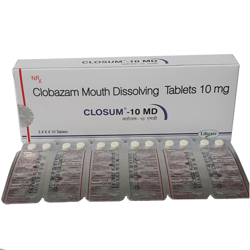 Product Name: Closum 10MD, Compositions of Closum 10MD are Clobazam Mouth Dissolving Tablets 10mg - Lifecare Neuro Products Ltd.
