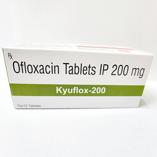 Product Name: Kyuflox 200, Compositions of Kyuflox 200 are Ofloxacin Tablet IP 200 mg - Bkyula Biotech