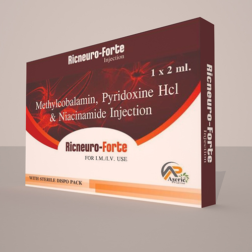 Product Name: Ricneuro Forte, Compositions of Ricneuro Forte are Methylcobalamin, Pyridoxine HCL & Niacinamide Injection - Aseric Pharma