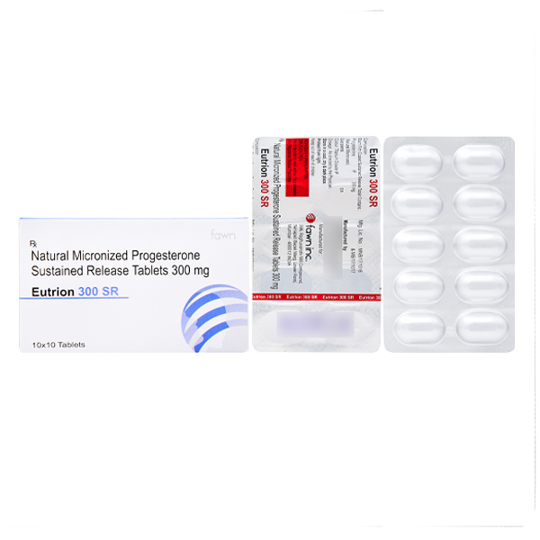 Product Name: EUTRION 300 SR, Compositions of Natural Micronised Progesterone (SR) 300 mg. are Natural Micronised Progesterone (SR) 300 mg. - Fawn Incorporation