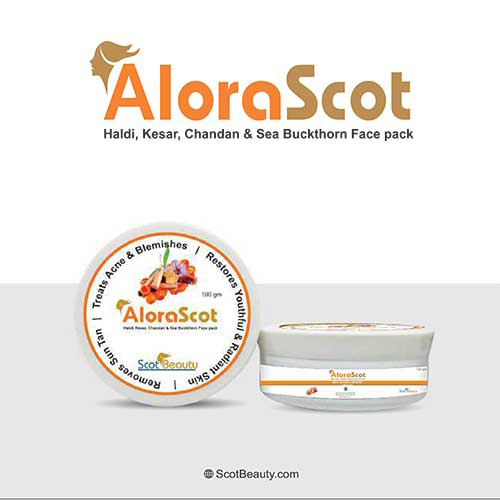 Product Name: Alorascot, Compositions of Alorascot are Haldi,Kesar,Chandan & Sea Buckthorn Face Pack - Pharma Drugs and Chemicals