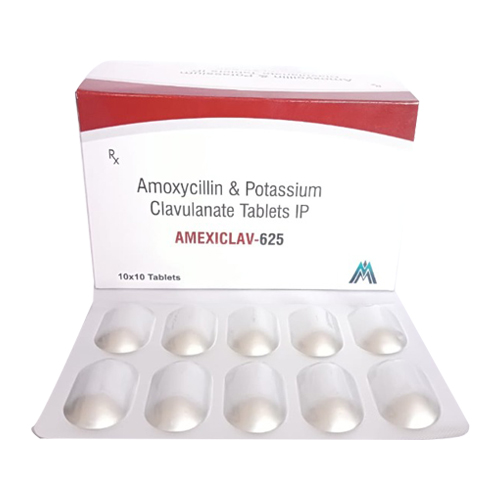 Product Name: AMEXICLAV 625, Compositions of AMEXICLAV 625 are Amoxycillin & Potassium Clavulanate Tablets IP - Medlo Biotech