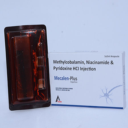 Product Name: MECALEN PLUS, Compositions of MECALEN PLUS are Methylcobalamin, Niacinamide & Pyridoxine  HCL Injection - Alencure Biotech Pvt Ltd