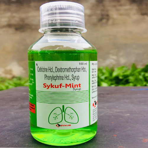 Product Name: Sykuf Mint, Compositions of Sykuf Mint are Cetirizine HCL, Dextromethorphan Hbc, Phenylephrine Hcl - Space Healthcare