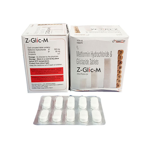 Product Name: Z Glic M, Compositions of Z Glic M are Metformin Hydrochloride & Gliclazide Tablets - Arlak Biotech