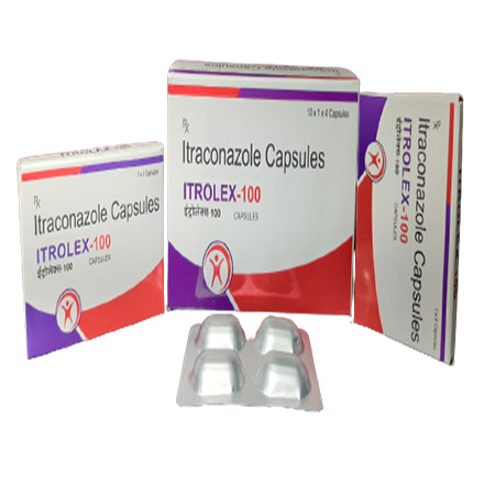 Product Name: Itrolex 100, Compositions of Itrolex 100 are Itraconazole Capsules - Kevlar Healthcare Pvt Ltd
