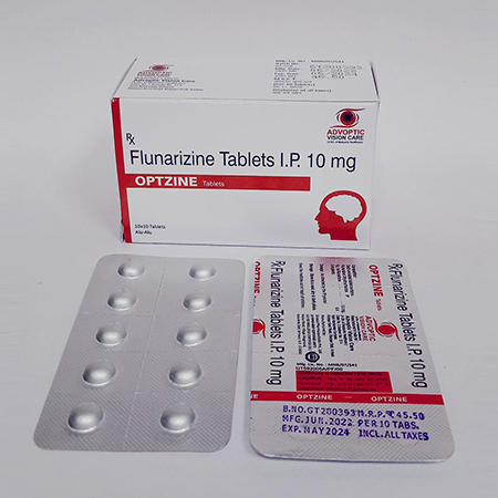 Product Name: Optzine, Compositions of Optzine are Flunazarine Tablets IP 10 mg - Ronish Bioceuticals