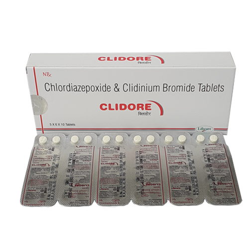 Product Name: Clidore, Compositions of Clidore are Chlordiazepoxide & Clidinium Bromide Tablets - Lifecare Neuro Products Ltd.