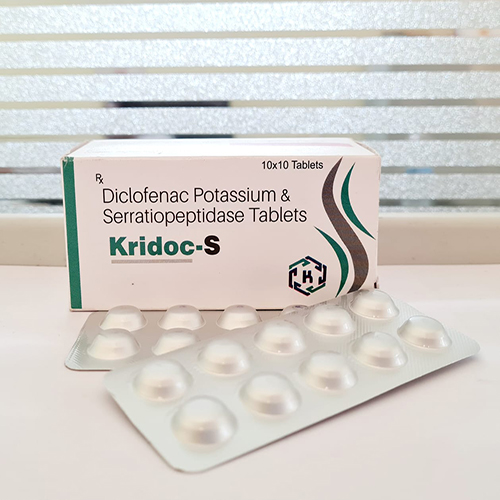 Product Name: Kridoc S, Compositions of Kridoc S are Diclofenac Potassium & Serratiopeptidase Tablets - Kriti Lifesciences