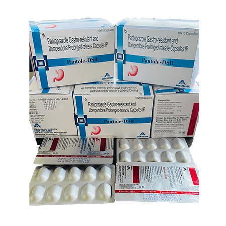 Product Name: Pantole DSR, Compositions of Pantole DSR are Pantoprazole Gastro-resistant and Domperidone Prolonged-release Capsules IP - Amzy Life Care