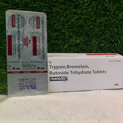 Product Name: Trapozec, Compositions of Trapozec are Trypsin,Bromelain,Rutoside Trihydrate Tablets - Medizec Laboratories