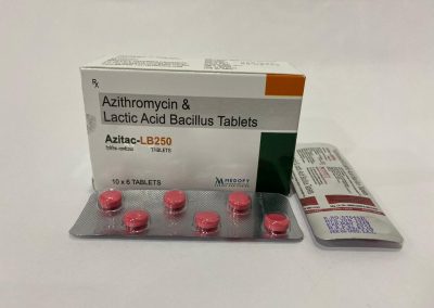 Product Name: Azitac LB250, Compositions of Azitac LB250 are Aziithromycin & Lactic Acid Bacillus Talets - Medofy Pharmaceutical