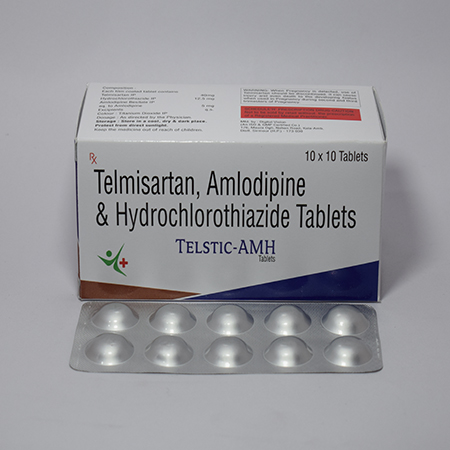 Product Name: telstic AMH, Compositions of telstic AMH are Telmisartan,Amlodipine & Hydrochlorothiazide tablets  - Meridiem Healthcare