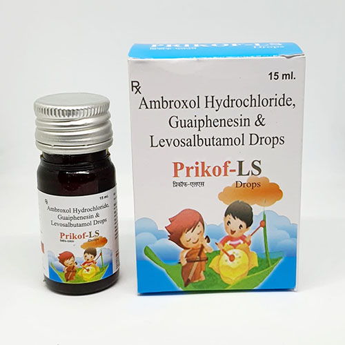 Product Name: Prikof LS, Compositions of Prikof LS are Ambroxol Hydrochloride,Guaiphenesin & Levosalbutamol Syrup - Pride Pharma