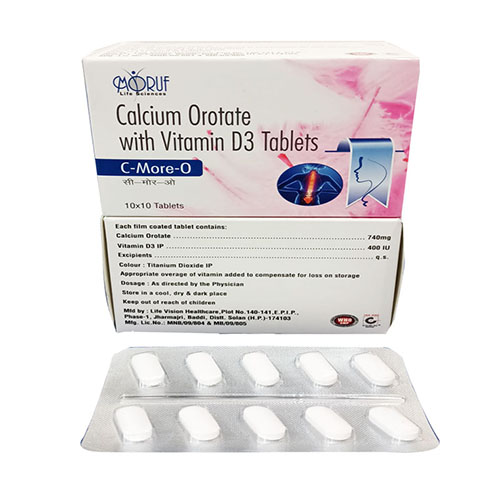Product Name: C More O, Compositions of C More O are Calcium 0rotate with Vitamin D3 Tablets - Arlak Biotech
