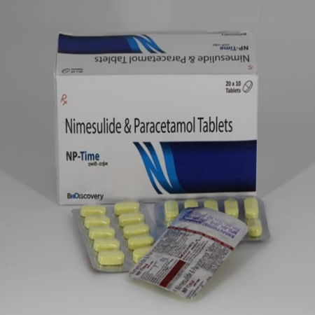 Product Name: NP Time, Compositions of Nimesulide & Paracetamol Tablets are Nimesulide & Paracetamol Tablets - Biodiscovery Lifesciences Pvt Ltd