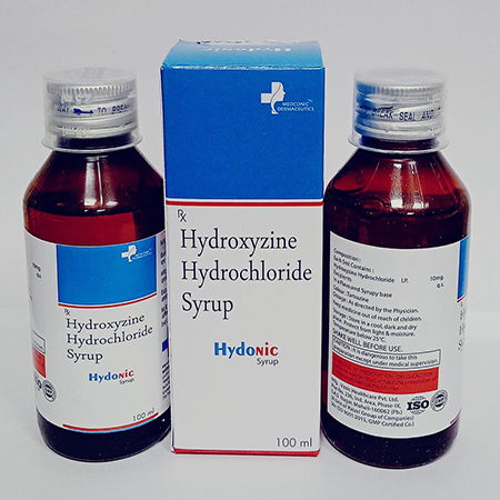 Product Name: Hydonic Syrup, Compositions of Hydonic Syrup are Hydroxyzine Hydrochloride Syrup - Ronish Bioceuticals