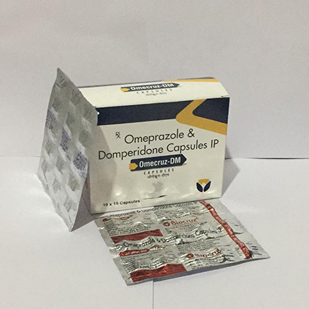 Product Name: OMECRUZ DM, Compositions of OMECRUZ DM are Omeprazole & Domperidone Capsules IP - Biocruz Pharmaceuticals Private Limited