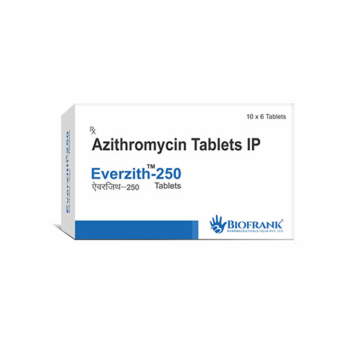 Product Name: Everzith 250, Compositions of Everzith 250 are Azithromycin Tablets IP - Biofrank Pharmaceuticals (India) Pvt. Ltd