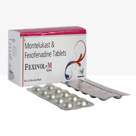 Product Name: FEXINOL M, Compositions of FEXINOL M are Montelukast & Fexofenadine Tablets - Mediquest Inc