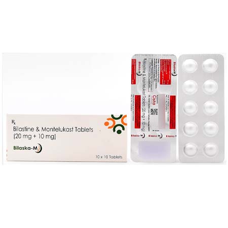 Product Name: BILASKA M, Compositions of BILASKA M are Bilastine & Montelukast Tablets - Cista Medicorp