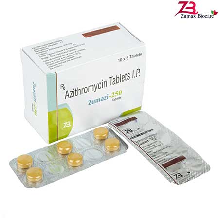 Product Name: Zumazi 250, Compositions of Azithromycin Tablets I.P. are Azithromycin Tablets I.P. - Zumax Biocare