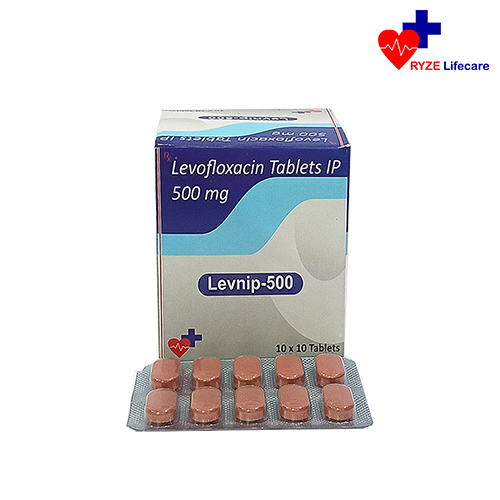 Product Name: Levnip 500, Compositions of Levnip 500 are Levofloxacin Tablets IP 500 mg - Ryze Lifecare