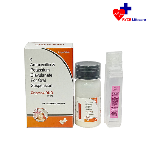 Product Name: Cripmox Duo, Compositions of Cripmox Duo are Amoxycillin, potassium Clavulanate Suspension IP  - Ryze Lifecare