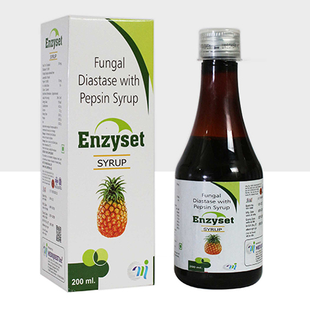 Product Name: ENZYSET, Compositions of ENZYSET are Fungal Diastate with Pepsin Syrup - Mediquest Inc