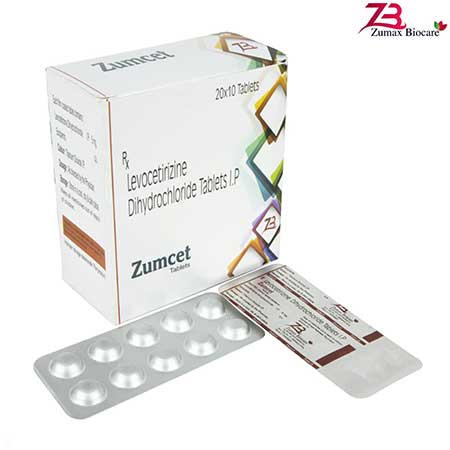 Product Name: Zumset, Compositions of Zumset are Levocetirizine Dihydrochloride Tablets IP - Zumax Biocare