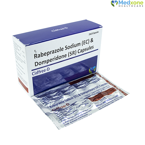 Product Name: CIDFREE D, Compositions of CIDFREE D are Rabeprazole Sodium & Domperidone Capsules - Medxone Healthcare