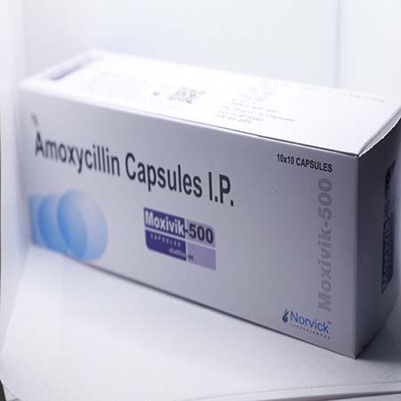 Product Name: Moxivick 500, Compositions of Moxivick 500 are Amoxycillin Capsules IP - Norvick Lifesciences