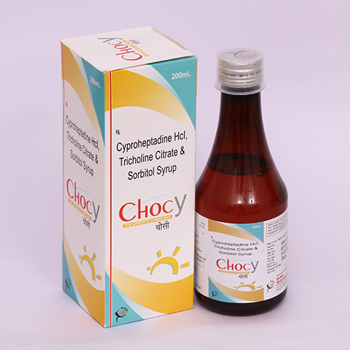 Product Name: CHOCY, Compositions of CHOCY are Cyproheptadine HCL, Tricholine Citrate & Sorbitol Syrup - Biomax Biotechnics Pvt. Ltd