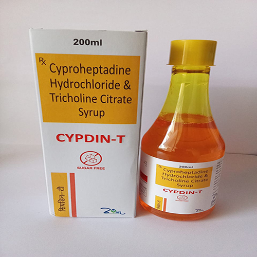 Product Name: CYPDIN T, Compositions of CYPDIN T are Cyproheptadine Hydrochloride & Tricholine Citrate Syrup  - Arlig Pharma