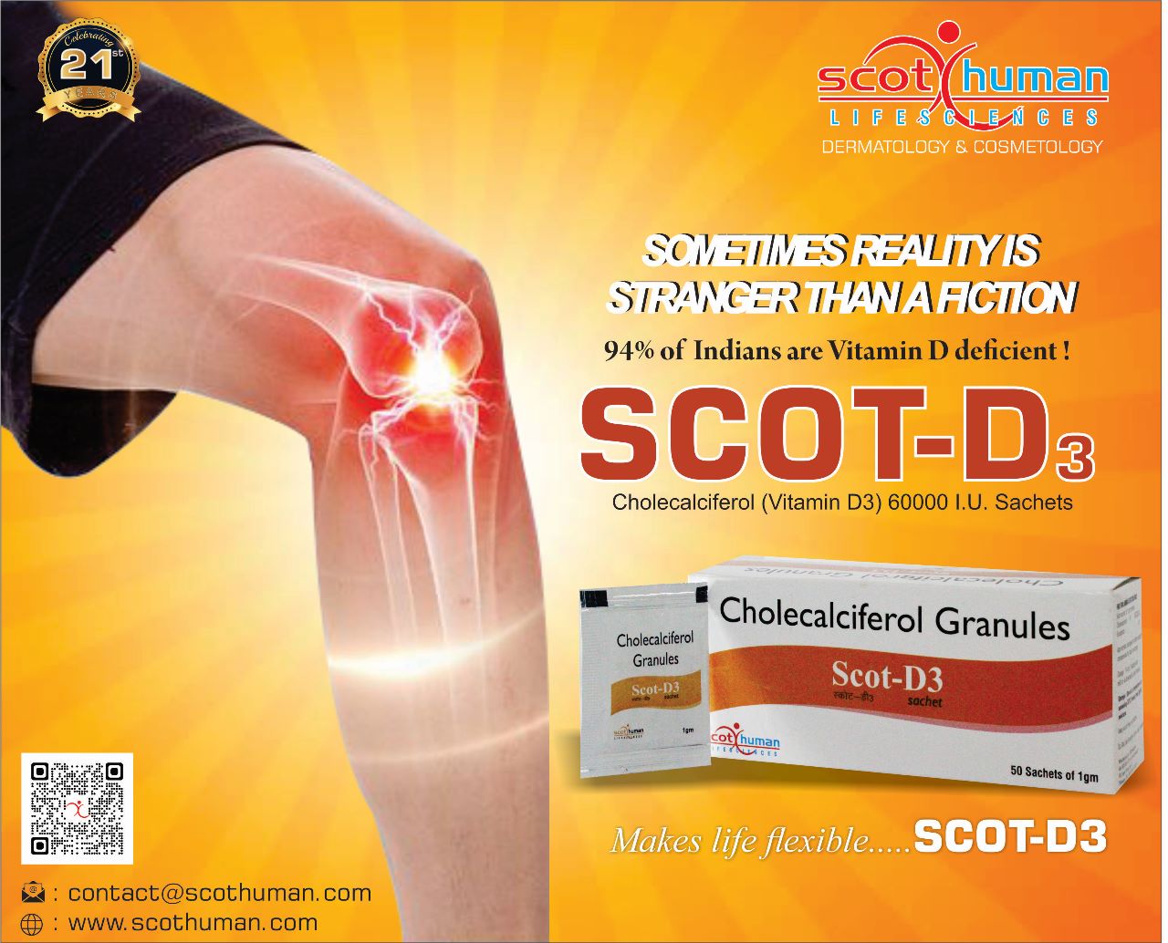 Product Name: Scot D3, Compositions of Scot D3 are Cholecalciferol Granules - Pharma Drugs and Chemicals