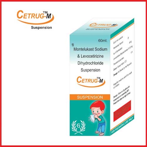 Product Name: Cetrug M, Compositions of Cetrug M are Montelukast Sodium & Levocetirizine Diydrochloride Suspension - Greef Formulations