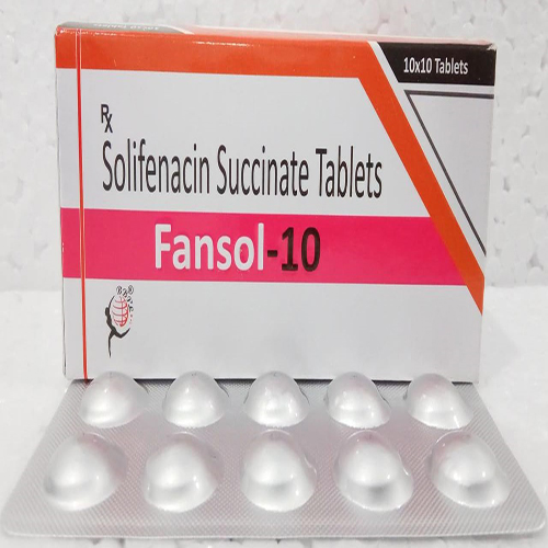 Product Name: FANSOL 10, Compositions of FANSOL 10 are Solifenacin Succinate Tablets - Biomax Biotechnics Pvt. Ltd