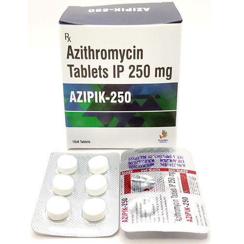 Product Name: Azipik 250, Compositions of are Azithromycin Tablets IP 250 mg - Peakwin Healthcare