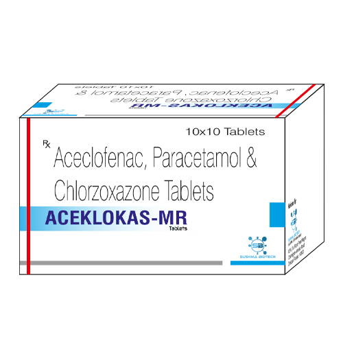 Product Name: Aceklokas MR, Compositions of Aceklokas MR are Aceclofenac, Paracetamol & Chloroxazone Tablets - Sushma Biotech