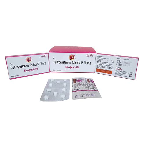 Product Name: Drogest 10, Compositions of Drogest 10 are Dydrogesterone Tablets IP 10 mg - Oddiant Formulations