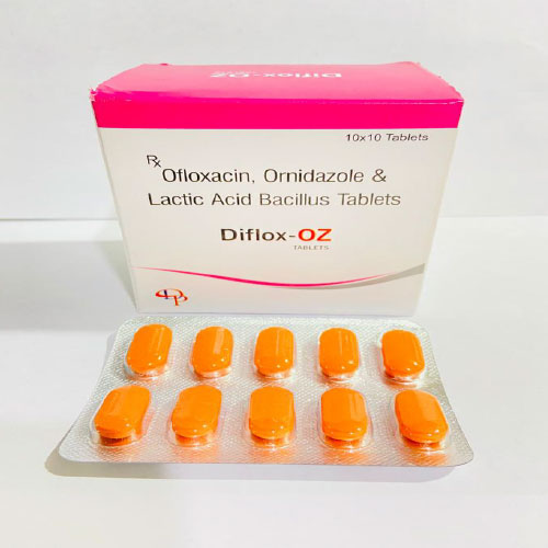 Product Name: Diflox OZ, Compositions of Diflox OZ are Ofloxacin, Ornidazole and Lactic Acid Bacillus Tablets - Disan Pharma