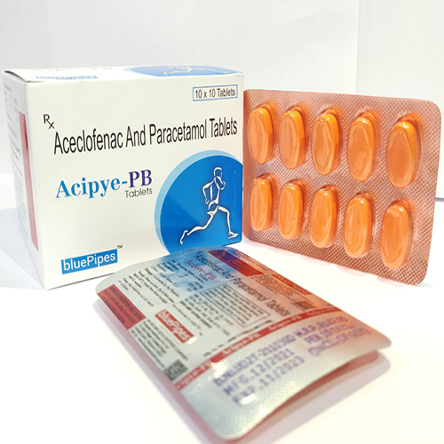 Product Name: ACIPYE PB, Compositions of ACIPYE PB are Aceclofenac And Paracetamol Tablets - Bluepipes Healthcare