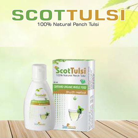 Product Name: Scottulsi, Compositions of Scottulsi are 100% Natural Punch Tulsi - Scothuman Lifesciences