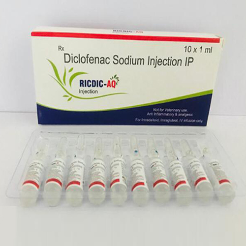 Product Name: Ricdic 40, Compositions of Ricdic 40 are Diclofenac Sodium Injection IP - Aseric Pharma