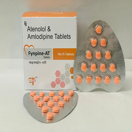 Product Name: Fynpine AT, Compositions of Fynpine AT are Atenolol & Amlodipine Tablets - Cassopeia Pharmaceutical Pvt Ltd