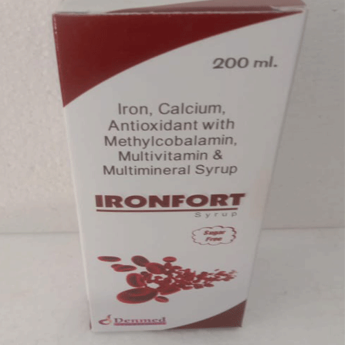 Product Name: Ironfort, Compositions of Ironfort are Iron, Calcium, antioxidant With Methylcobalamin, Multivitamin & Multimenerals - Denmed Pharmaceutical